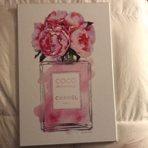 Chanel Pink Floral Perfume Canvas Art